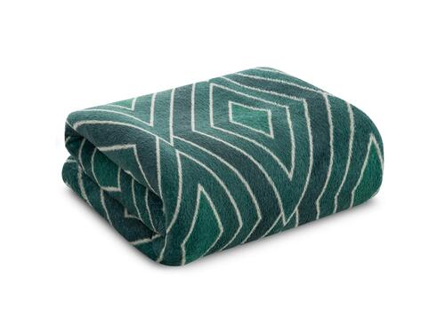 Dekoračná jemná deka - Geo, zelená 150 x 200 cm